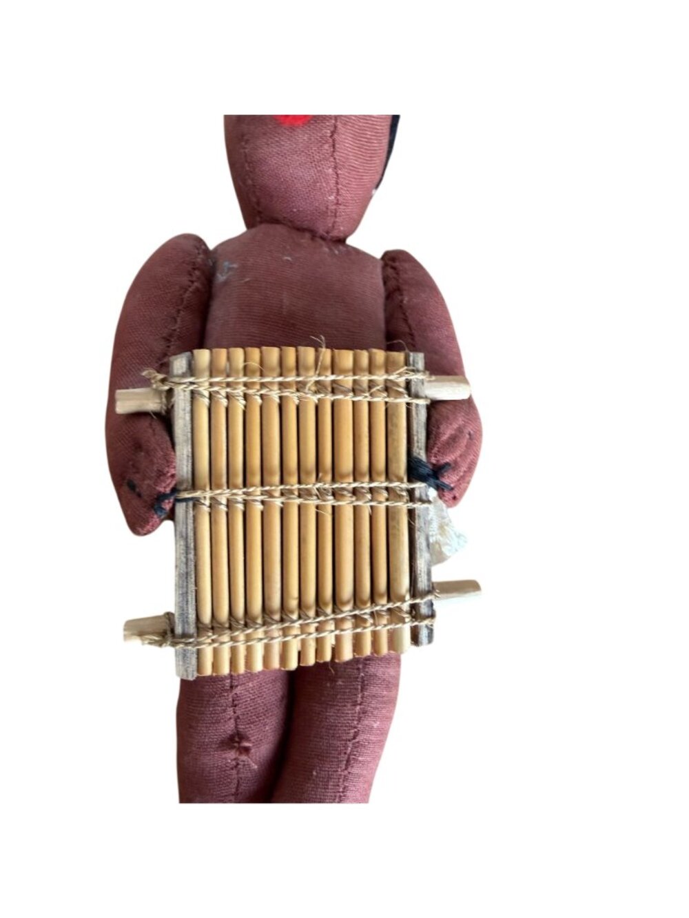 Handcrafted Cloth Doll Bamboo Instrument Skirt VTG African Souvenir Folk Art - Picture 2 of 5